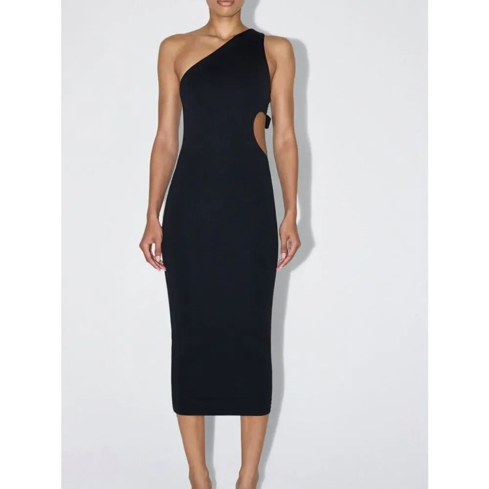 NEW Khy One Shoulder Cutout Midi Dress Women’s XL